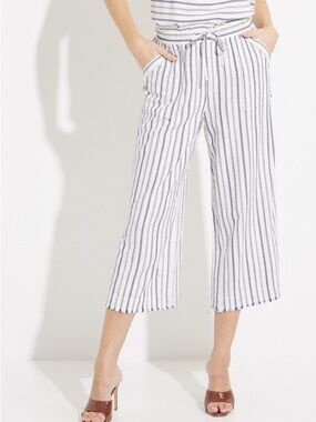 MELISSA NEPTON CHANTEL STRIPED PANTS SIZE LARGE LINEN BLEND Resortwear Vication